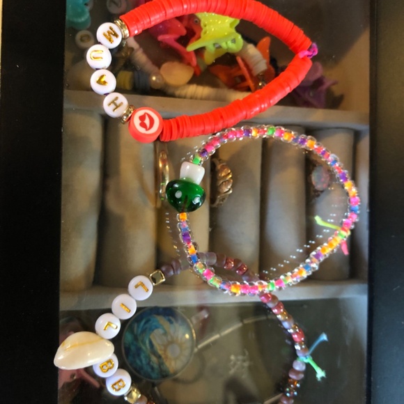 Three Rave Bracelets Muah Lil BB Glass Green Mushroom - Picture 4 of 5